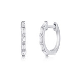 Hyde Park Collection 14K White Gold Diamond Huggie Hoop Earrings-41767