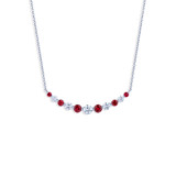 Hyde Park Collection 18K White Gold Ruby and Diamond Bar Necklace-32726 Product Image