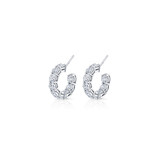 Hyde Park Collection 18K White Gold Diamond Hoop Earrings-39511 Product Image