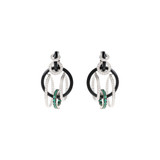 Nikos Koulis 18K White Gold Oui Diamond and Emerald Hoop Earrings-57883 Product Image