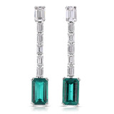Hyde Park Collection Platinum Emerald & Diamond Earrings-54458 Product Image
