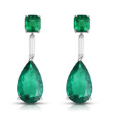 Hyde Park Collection Platinum Emerald & Diamond Earrings-54460 Product Image