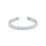 Hyde Park Collection Platinum Emerald Diamond Line Bracelet-55731 Product Image