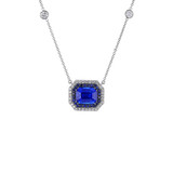 Hyde Park Collection 18 K White Gold Sapphire and Diamond Halo Pendant-58002 Product Image