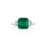 Hyde Park Collection Platinum Emerald and Diamond Ring-59726 Product Image