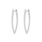Hyde Park Collection 18K White Gold Diamond Hoop Earrings-30709 Product Image
