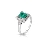 Hyde Park Collection Platinum Emerald and Diamond Ring-61612 Product Image
