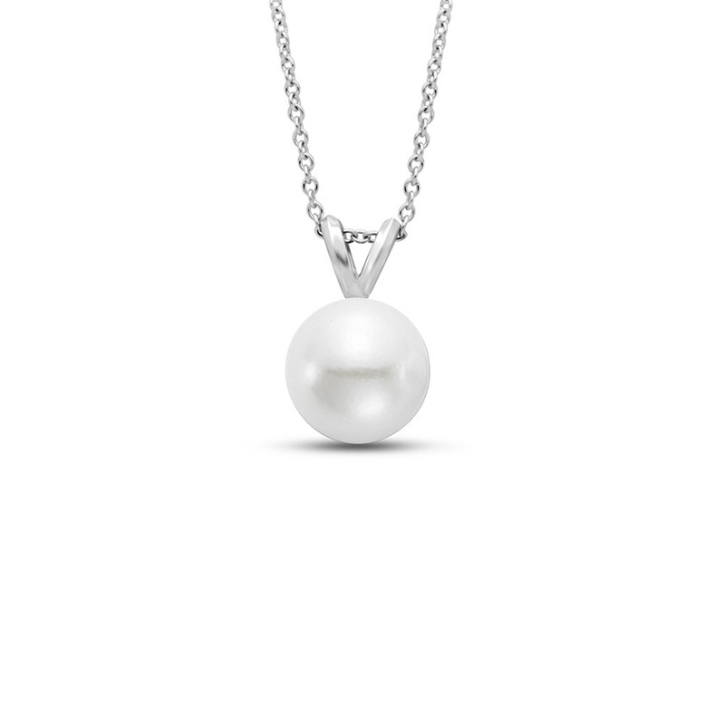Hyde Park 18K White Gold Pearl Pendant. 6-6.5MM. A Grade Akoya Pearl.-25799