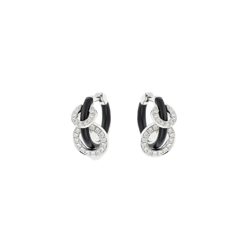 Nikos Koulis 18K White Gold Oui Diamond Small Hoop Earrings-44521