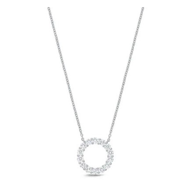 Hyde Park Collection 18K White Gold Small Circle Diamond Pendant-47890