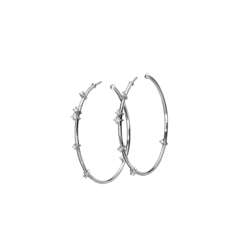Mattia Cielo 18K White Gold Diamond Hoop Earrings-53163