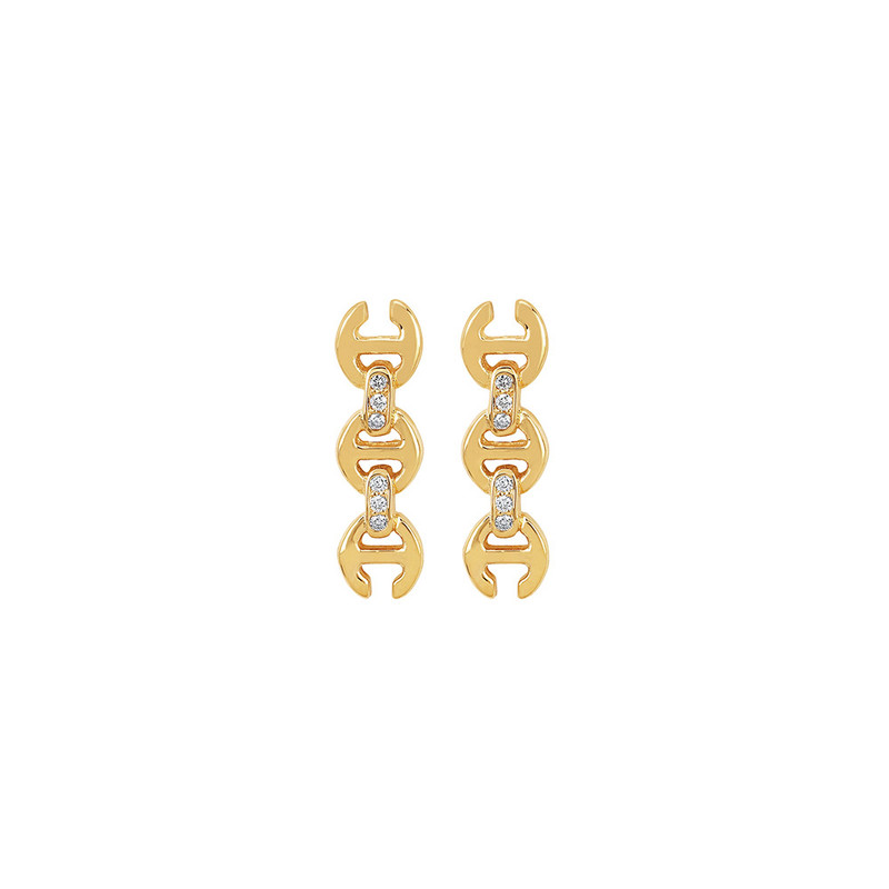 Hoorsenbuhs 18K Yellow Gold 3MM Toggle Stud Earrings with Diamonds-57476