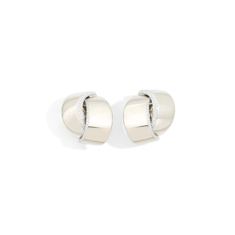 Vhernier 18K White Gold Abbraccio Diamond Clip Earrings-53590