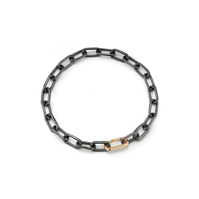 Walters Faith Saxon 18K Black Rhodium Link Bracelet with 18K Rose Gold Elongated Spring Clasp-56162