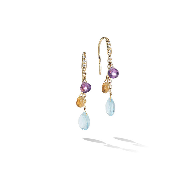 Marco Bicego Paradise 18K Yellow Gold Gemstone Earrings With Diamonds, Blue Topaz Accents-54721