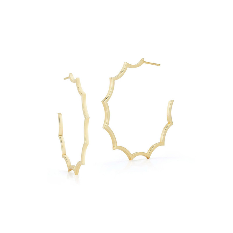 Walters Faith Clive 18K Yellow Gold Scalloped Hoop Earrings-56178