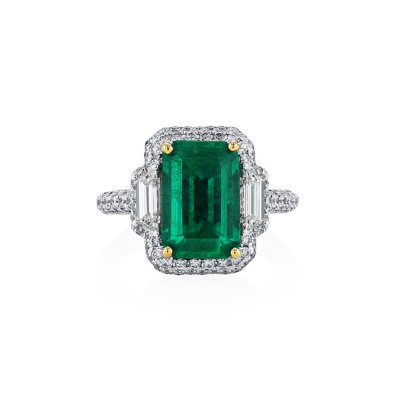 Hyde Park Collection Platinum Emerald and Diamond Ring-57727