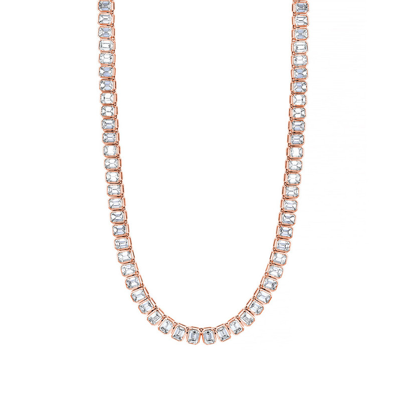 Hyde Park Collection 18K Rose Gold Diamond Line Necklace-59200