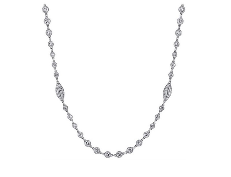 Hyde Park Collection Platinum Diamond Station Necklace-59720