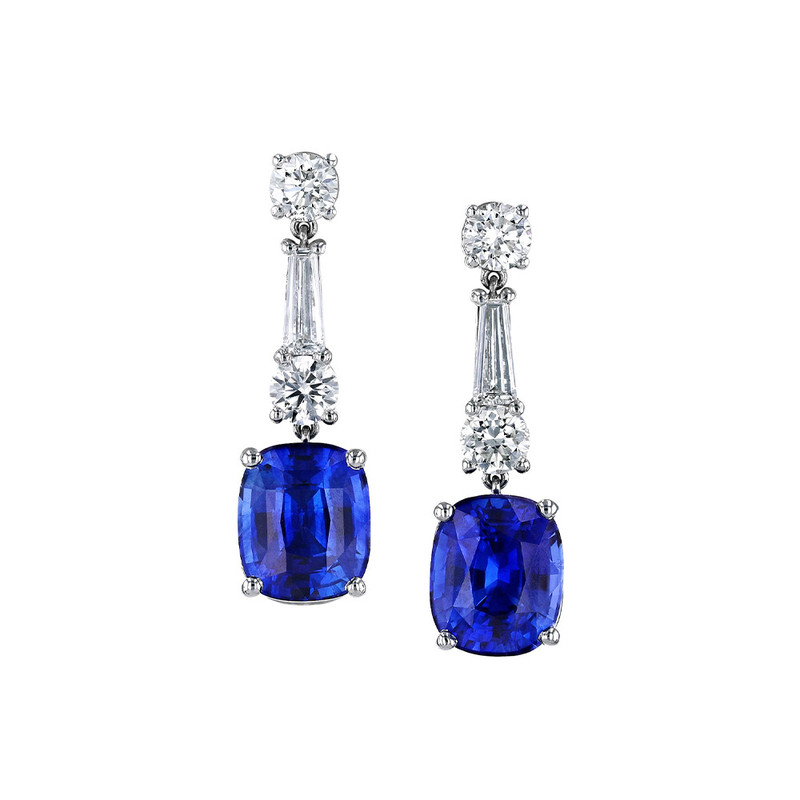 Hyde Park Collection Platinum Sapphire and Diamond Earrings-59730