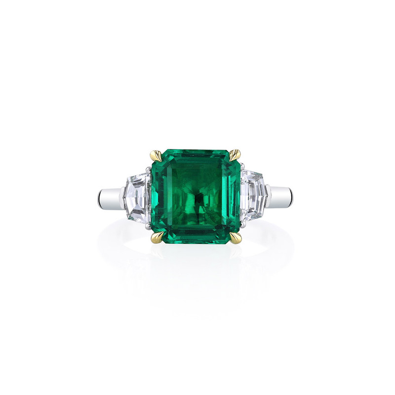 Hyde Park Collection Platinum Emerald and Diamond Ring-59726