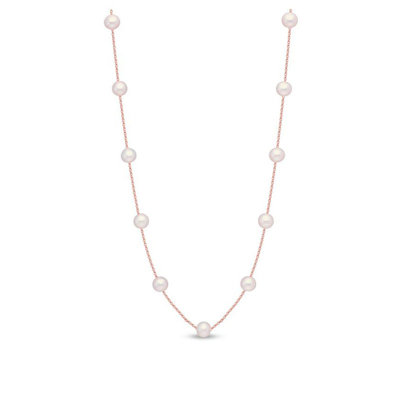 Hyde Park Collection 14K Rose Gold Tin Cup Pearl Necklace-56112