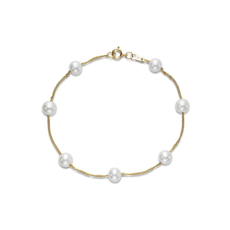 Hyde Park Collection 14K Yellow Gold Tin Cup Pearl Bracelet-56114