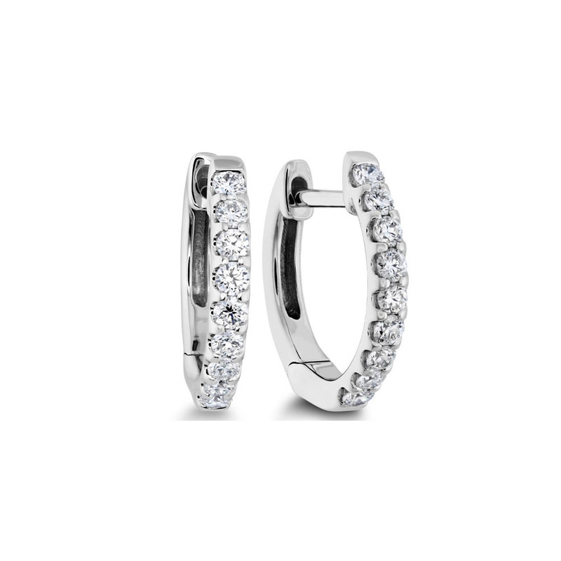 Hyde Park Collection 18K White Gold Diamond Hoop Earrings-30712