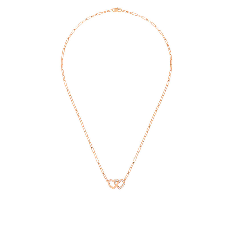 Dinh Van 18K Rose Gold Double CÏurs R9 necklace-60451