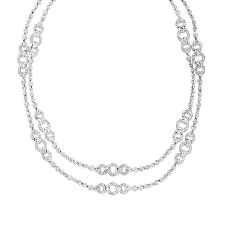 Hyde Park Collection Platinum Graduated Diamond Necklace-61615