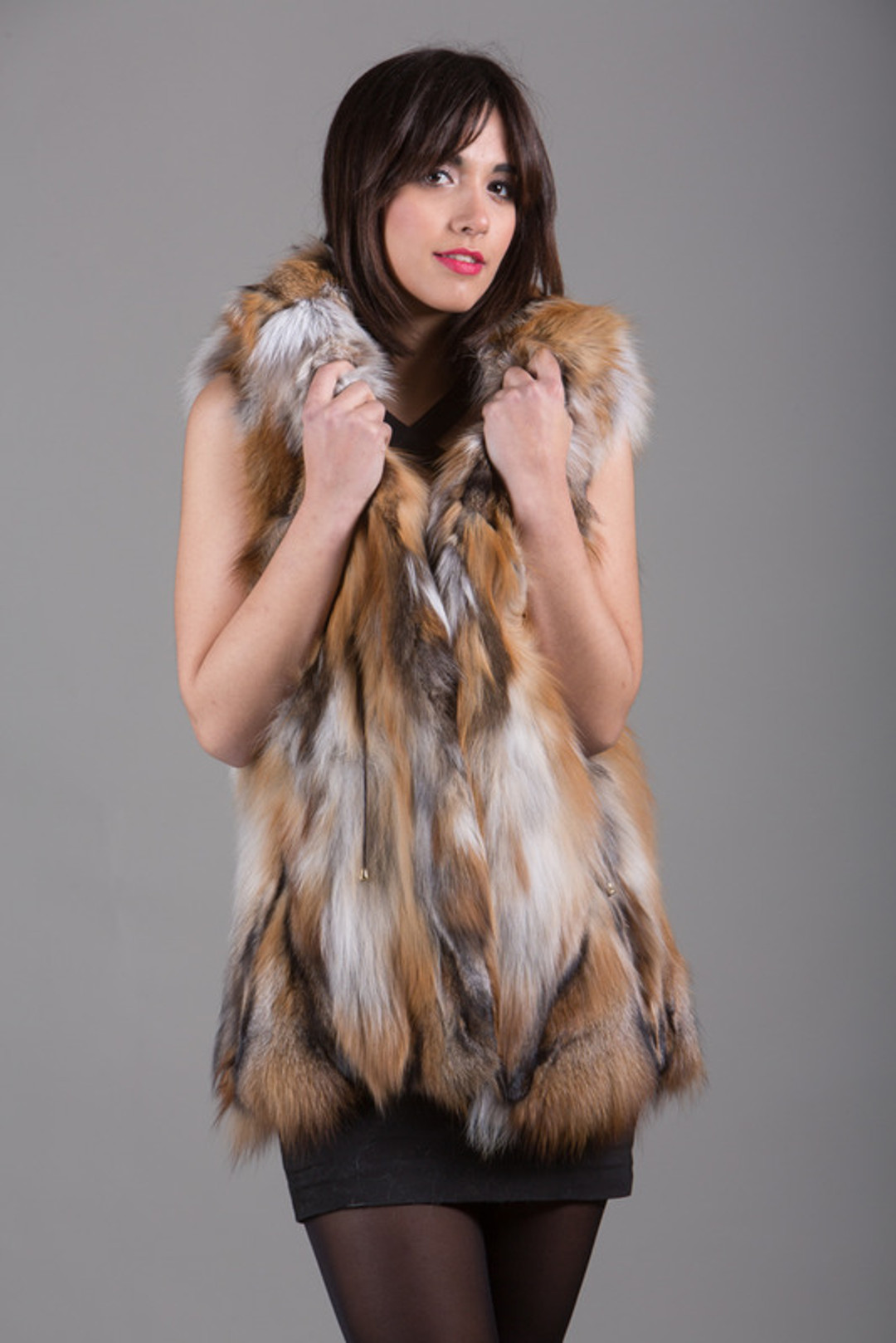 Red Fox Fur Vest fit in waist Red Fox Fur Vest fit in waist
