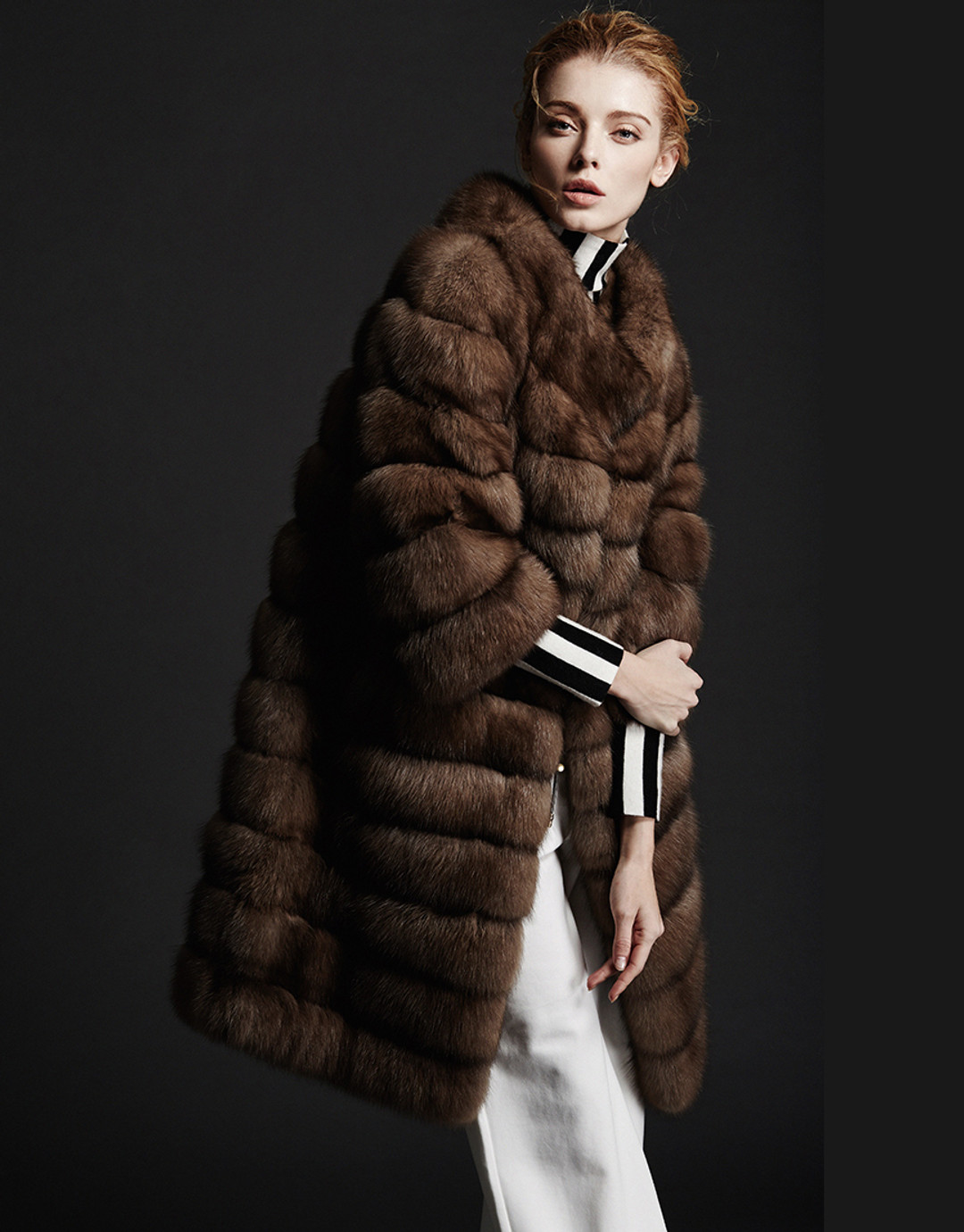 Round Collar Sable Fur Coat