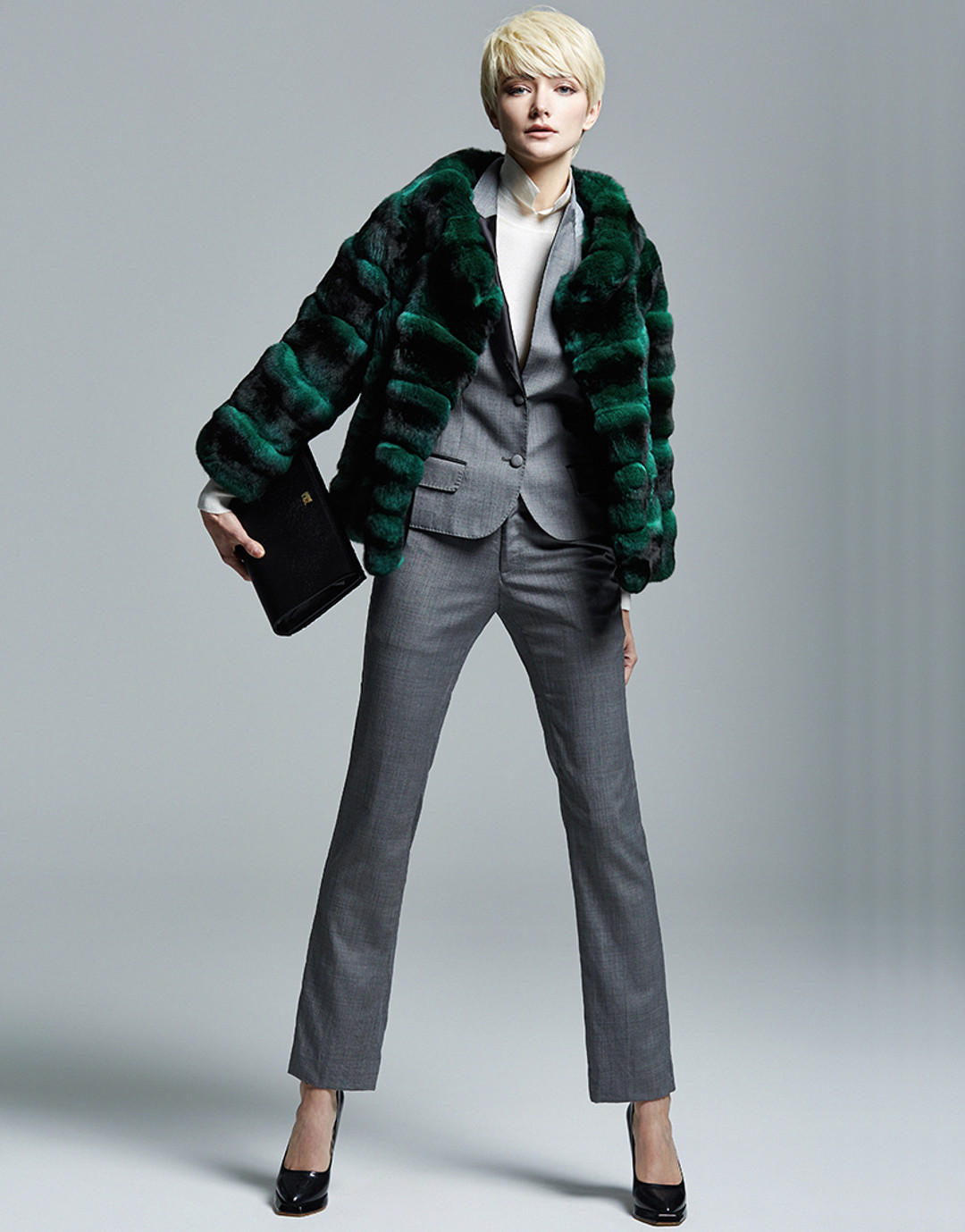 Green  business Chinchilla Fur Jacket