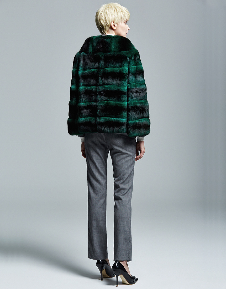 NORIKO極美品*ホコモモラ* 若草グリーン*ナイロンジャケット Emerald Green Chinchilla Fur Jacket | SKANDINAVIK FUR