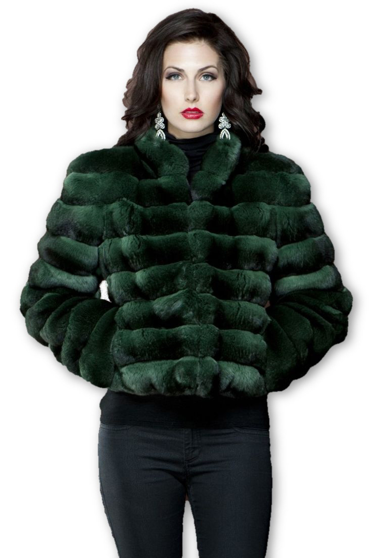 Bold Green Chinchilla Fur Jacket | SKANDINAVIK FUR