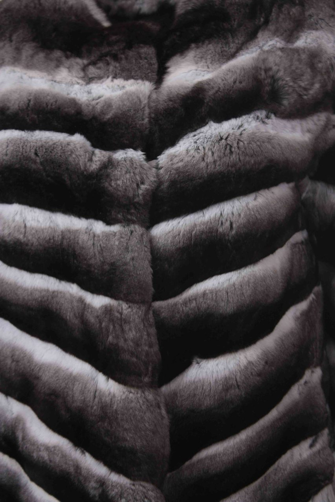 zoomed view of chinchilla jacket with emphasis on texture and fur quality