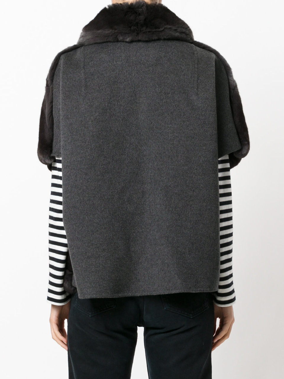 Black Chinchilla Fur Jacket Short Sleeves | SKANDINAVIK FUR