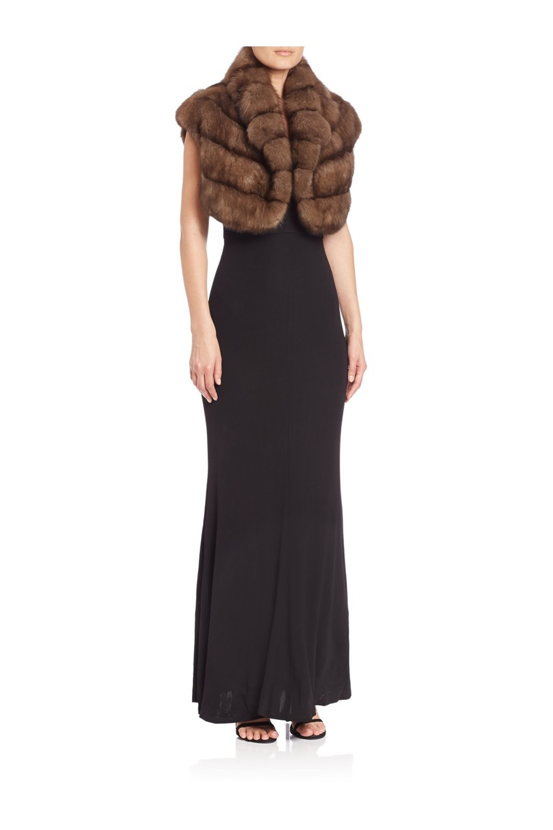 sable fur etol with diagonal stitching on model full body view