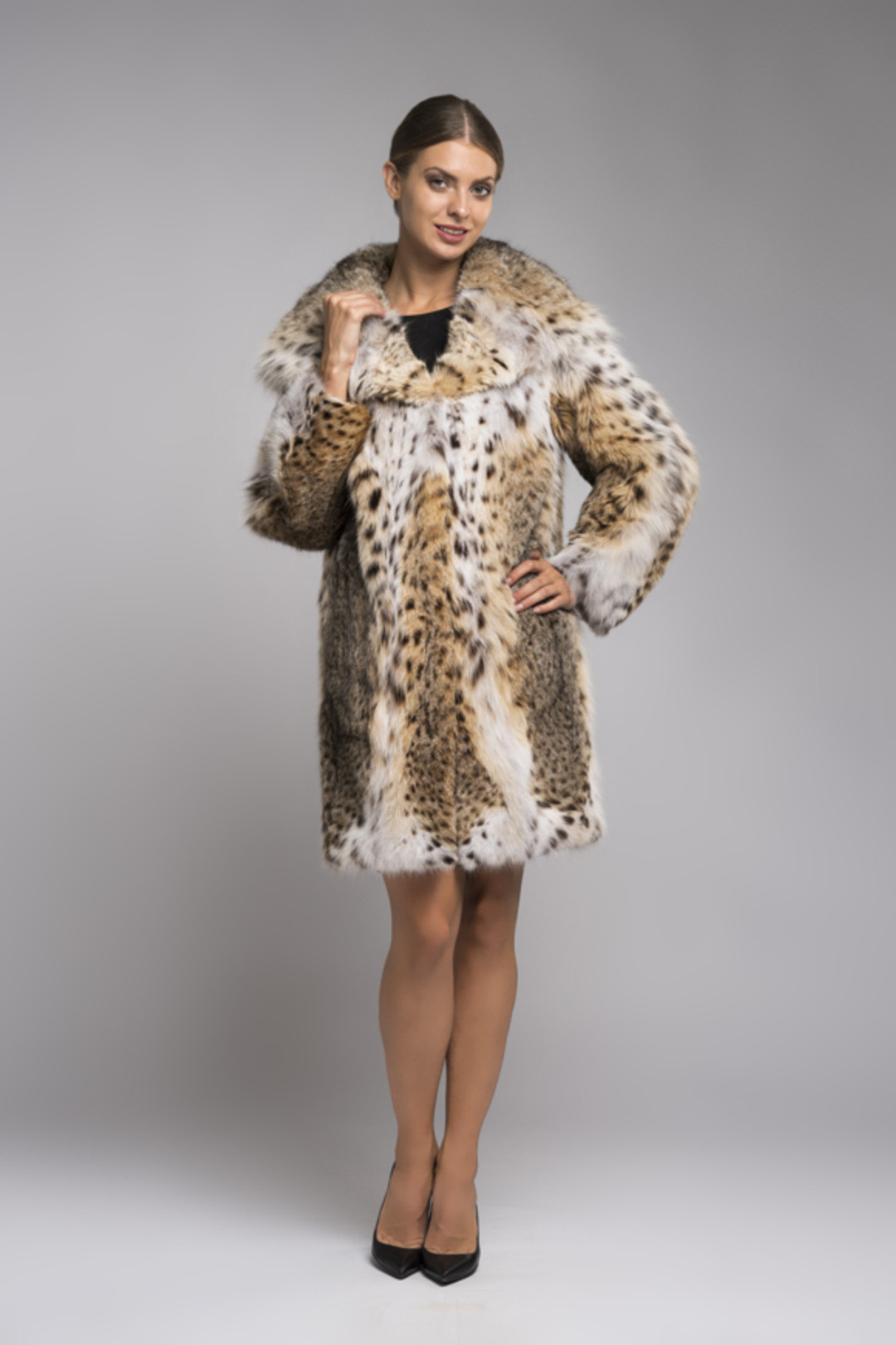 Hooded Bobcat  Lynx Fur Coat Emily