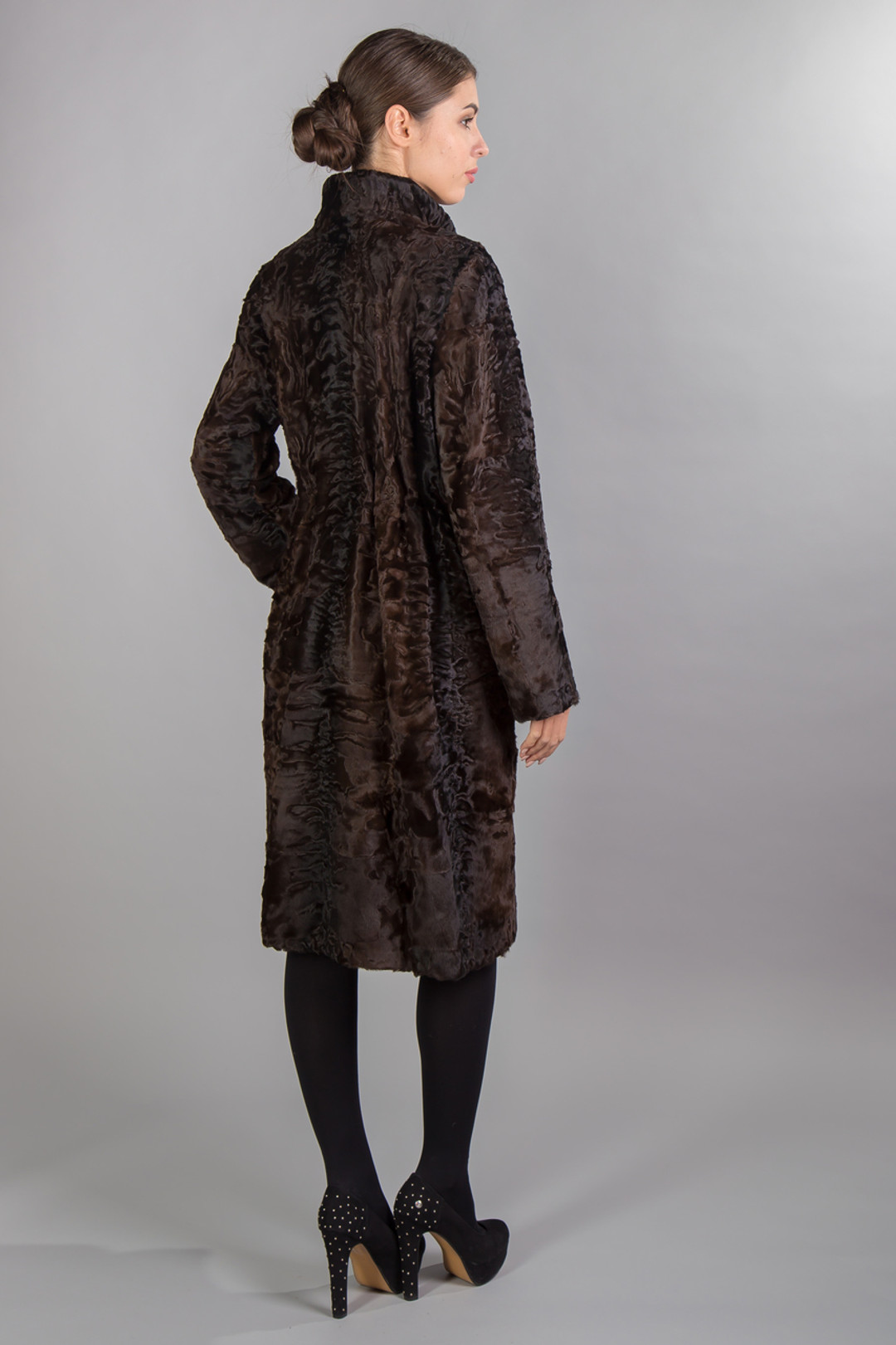 Brown Broadtail  Lamb Fur Coat  Angelique