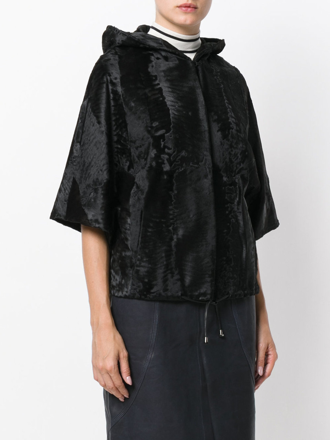 Short Hooded Broadtail  Lamb fur  Jacket Jackie Short Hooded Broadtail  Lamb fur  Jacket Jackie