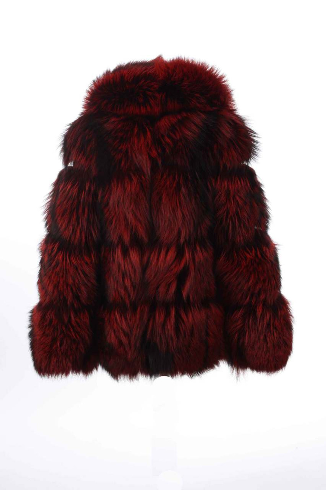red fox fur coat two tones rear view on ghost mannequin red fox fur coat two tones rear view on ghost mannequin