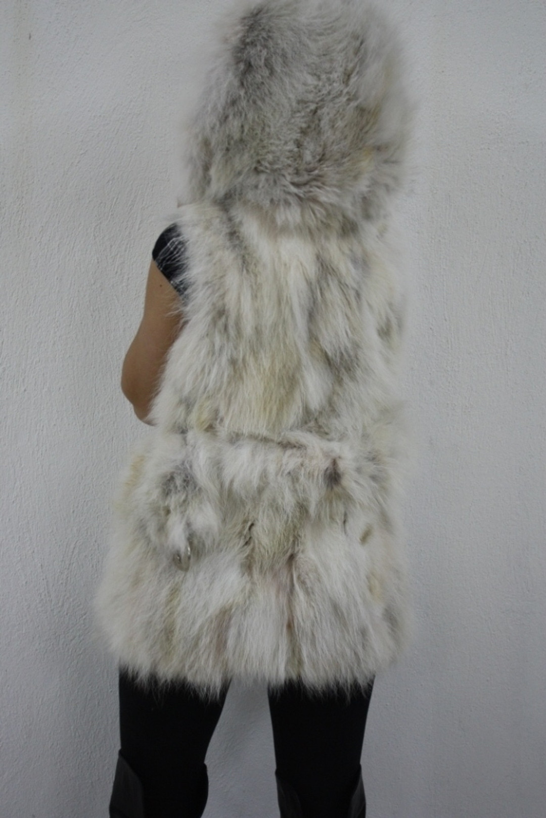Off White  Fox Fur Vest Hooded