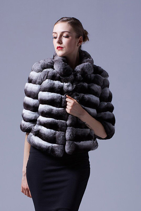 Short Chinchilla Jacket with Short Sleeves Arya | SKANDINAVIK FUR