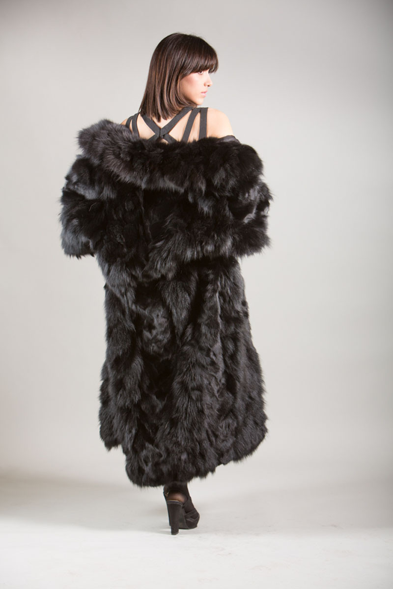 Black Fox Fur Coat 4/5 length Sectional | SKANDINAVIK FUR