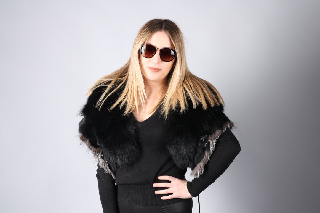 Black & Silver  fox Fur Collar