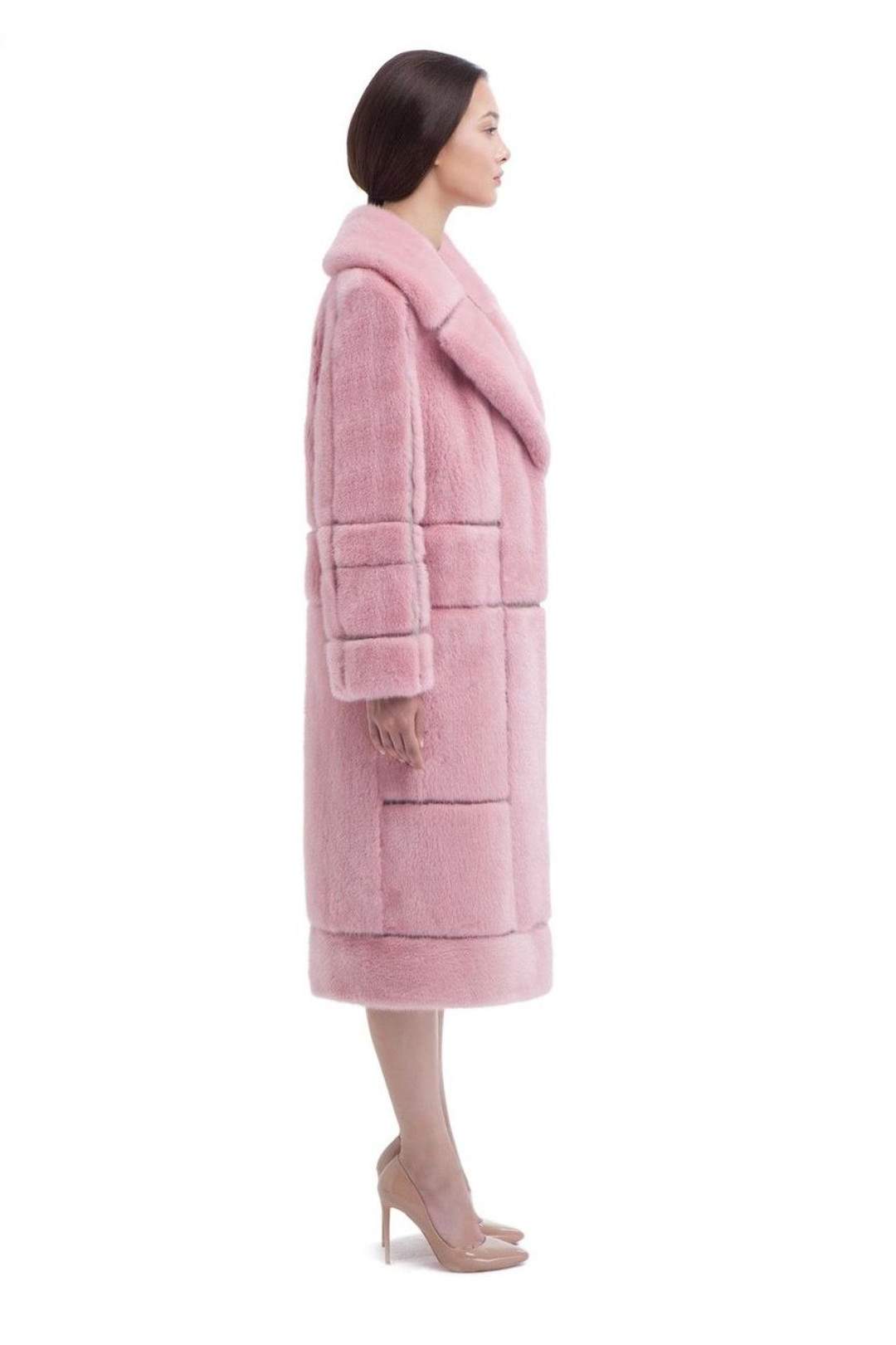 heared Pink Mink Fur Coat lateral point of view heared Pink Mink Fur Coat lateral point of view
