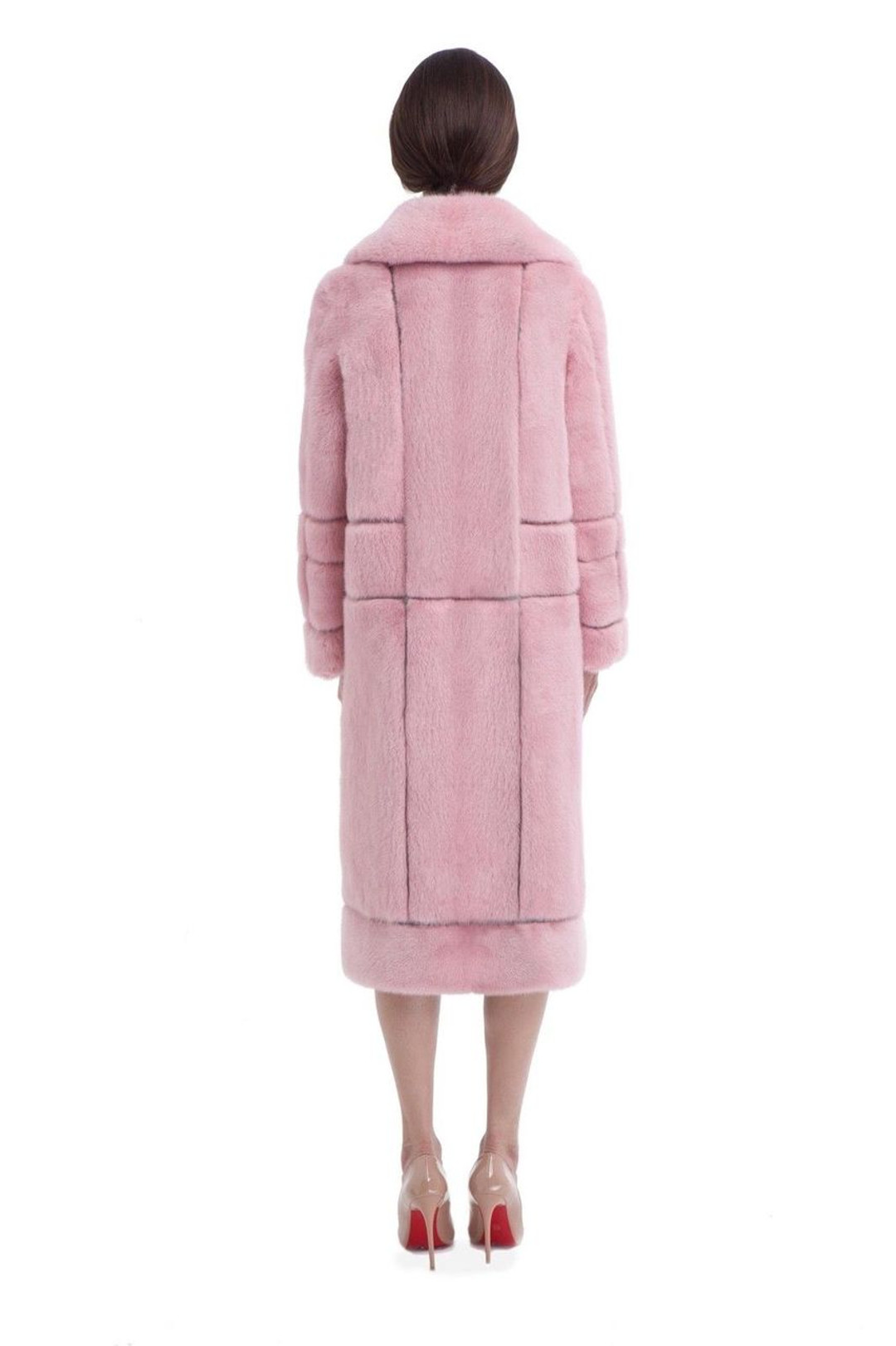 heared Pink Mink Fur Coat rear point of view heared Pink Mink Fur Coat rear point of view