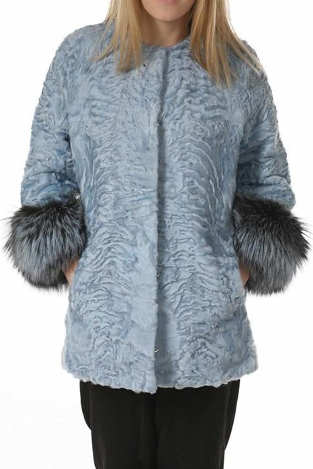 Acqua Persian Lamb Fur Coat Fox Cuffs