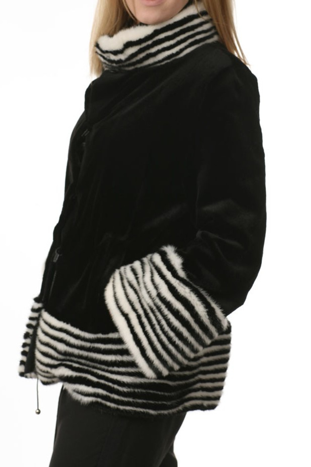 Black and White Mink Fur Jacket Athena
